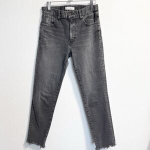 Moussy Jeans Womens Sz 27 Zipper Fly High Rise Raw Hem Skinny Gray Denim Slim